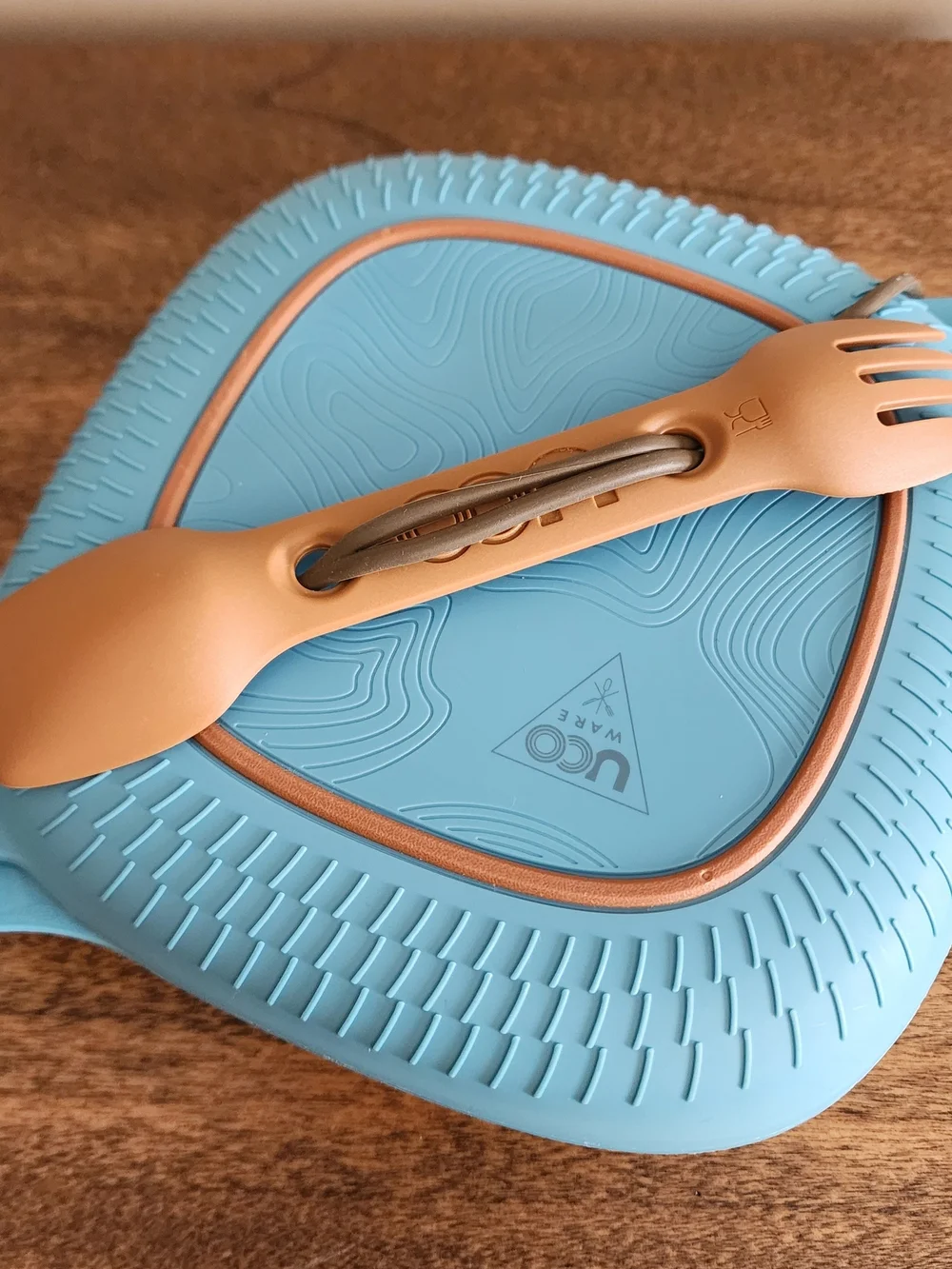UCO Blue Silicone Plate with Copper Utensil Set. Camping